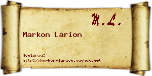 Markon Larion névjegykártya